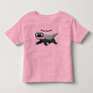 ハチミツおもしろいバジャー漫画イラストレーション トドラーTシャツ
