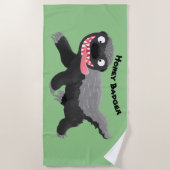 ハチミツおもしろいバジャー漫画イラストレーション ビーチタオル (正面)