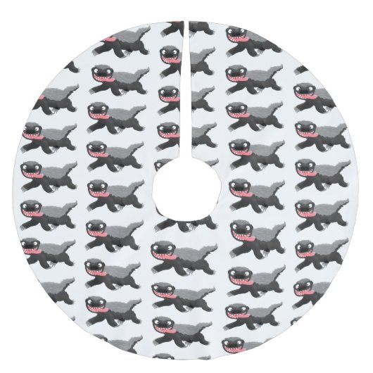 ハチミツおもしろいバジャー漫画イラストレーション ブラッシュドポリエステルツリースカート (正面)