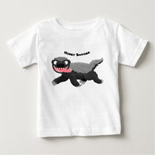ハチミツおもしろいバジャー漫画イラストレーション ベビーTシャツ