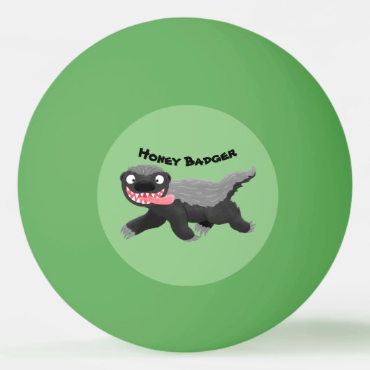 ハチミツおもしろいバジャー漫画イラストレーション 卓球ボール (正面)