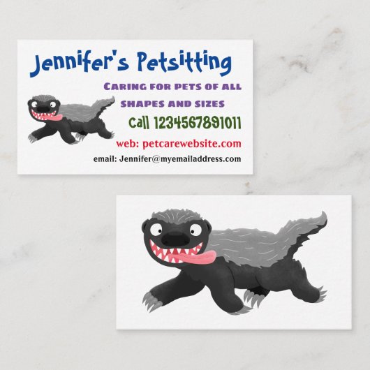 ハチミツおもしろいバジャー漫画イラストレーション 名刺 (正面/裏面)