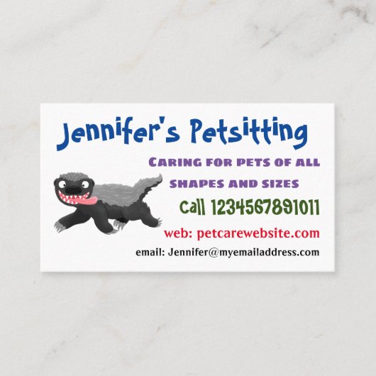 ハチミツおもしろいバジャー漫画イラストレーション 名刺 (正面)