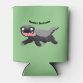 ハチミツおもしろいバジャー漫画イラストレーション 缶クーラー (正面)