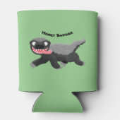 ハチミツおもしろいバジャー漫画イラストレーション 缶クーラー (裏面)