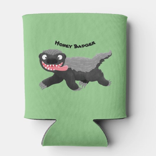 ハチミツおもしろいバジャー漫画イラストレーション 缶クーラー (裏面)