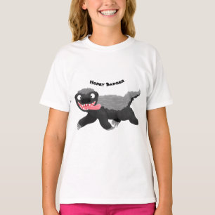ハチミツおもしろいバジャー漫画イラストレーション Tシャツ