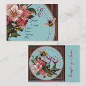 ハチミツとスカイブルーモノグラムの野生のバラ 名刺 (正面/裏面)