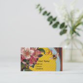 ハチミツとスカイブルーモノグラムの野生のバラ 名刺 (スタンド正面)