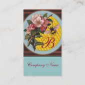 ハチミツとスカイブルーモノグラムの野生のバラ 名刺 (裏面)