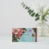 ハチミツとスカイブルーモノグラムの野生のバラ 名刺 (スタンド正面)