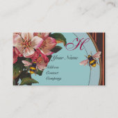 ハチミツとスカイブルーモノグラムの野生のバラ 名刺 (正面)