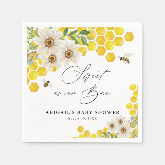 ハチミツとデイジーは甘いCan Bee Baby Shower スタンダードカクテルナプキン (正面)
