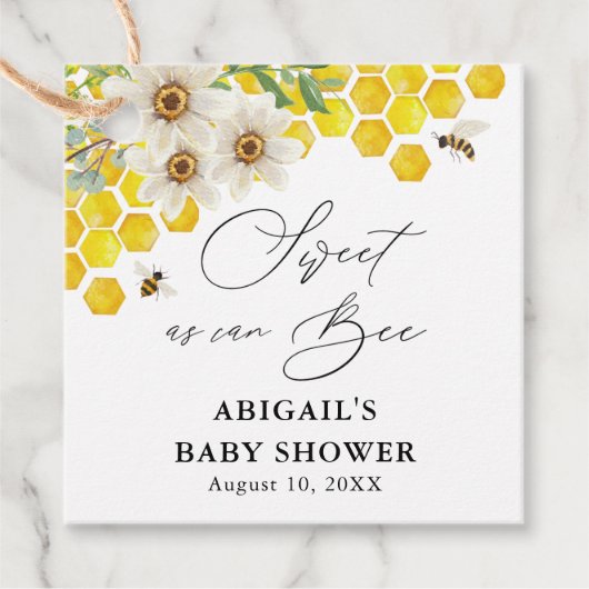 ハチミツとデイジーは甘いCan Bee Baby Shower フェイバータグ (正面)