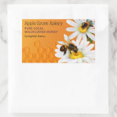 ハチミツとデイジー花ハチミツ 長方形シール (バッグ)