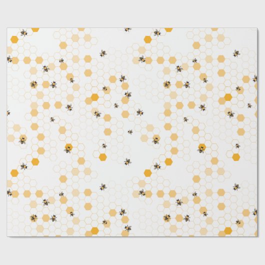ハチミツとハチミツのギフトラッピング紙 ラッピングペーパー (フラット)
