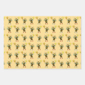 ハチミツとハート&ハニカムパターン ラッピングペーパーシート (正面)