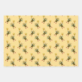 ハチミツとハート&ハニカムパターン ラッピングペーパーシート (正面)