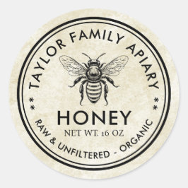 ハチミツとヴィンテージ感じとハチミツのラベル ラウンドシール