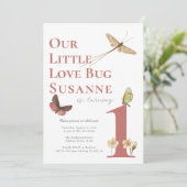 ハチミツと愛の1歳の誕生日　かわいい赤ちゃん女の子の招待状 招待状 (スタンド正面)