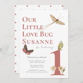 ハチミツと愛の1歳の誕生日　かわいい赤ちゃん女の子の招待状 招待状 (正面/裏面)