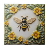 ハチミツと黄色い花フェイクレリーフ、 浮き彫りフローラ タイル (正面)
