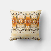 ハチミツと黒アクセントを持つ美しい白いフローラ クッション (裏面)