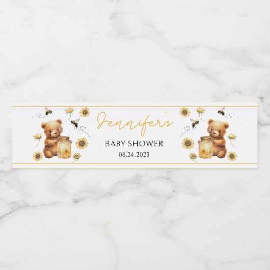 ハチミツのまわりに黄男女兼用色ベビーシャワー ペットボトルラベル (シングルラベル)