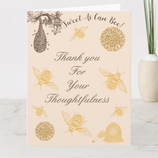 ハチミツのように優しいベイビーシャワーのお礼カード サンキューカード (正面)