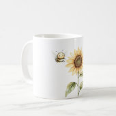 ハチミツのように甘いひまわりと蜂 コーヒーマグカップ (正面左)