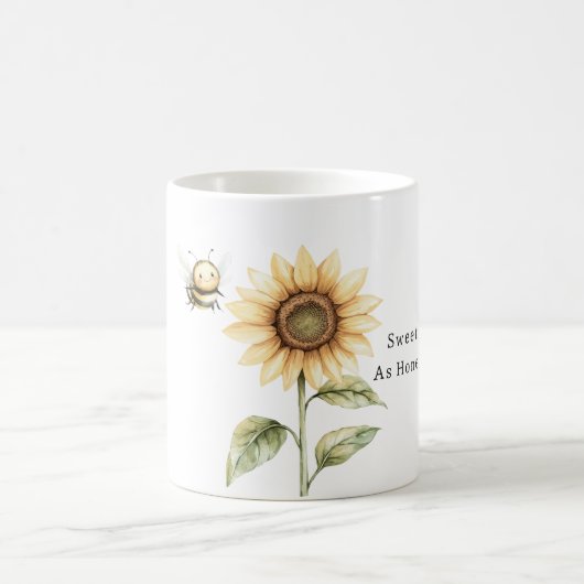 ハチミツのように甘いひまわりと蜂 コーヒーマグカップ (中央)