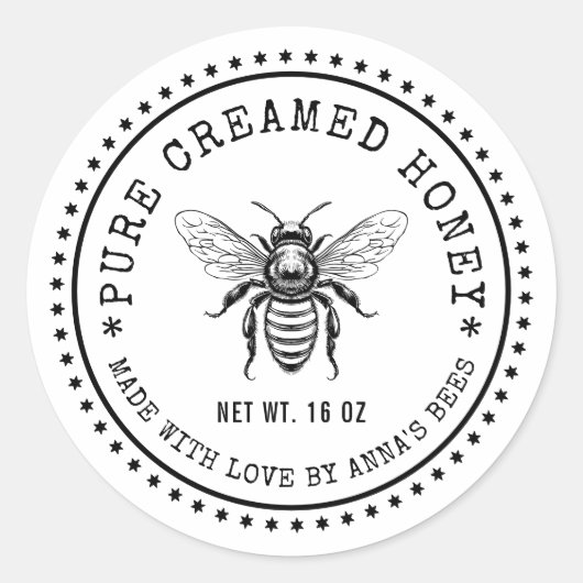 ハチミツのクリームカスタム状のラベル ラウンドシール (正面)