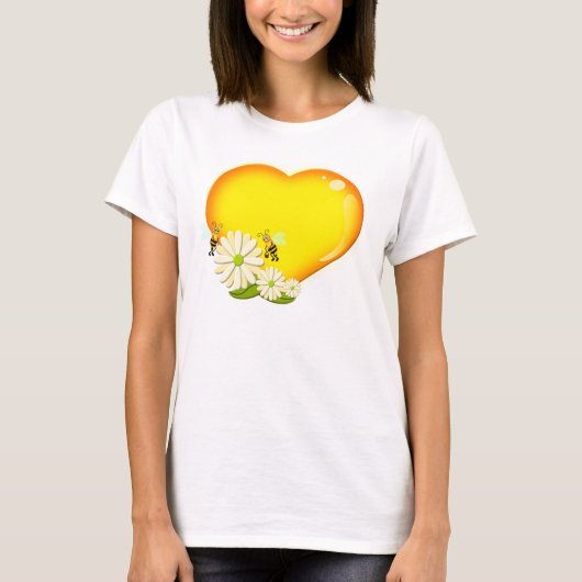 ハチミツのハート はちと花 Tシャツ (正面)
