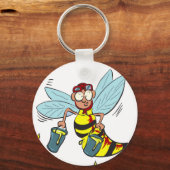 ハチミツのバケツ2杯とホーネット蜂 キーホルダー (正面)