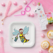 ハチミツのバケツ2杯とホーネット蜂 ペーパープレート (パーティー)