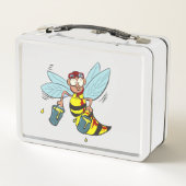 ハチミツのバケツ2杯とホーネット蜂 メタルランチボックス (裏面)