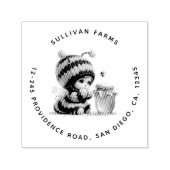 ハチミツの住所を書いた蜂の巣姿のかわいい女の子 セルフインキングスタンプ (デザイン)