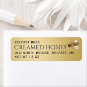 ハチミツの小さいクリーム状のラベルとミツバチ付き金属金ゴールド ラベル (インサイチュ)