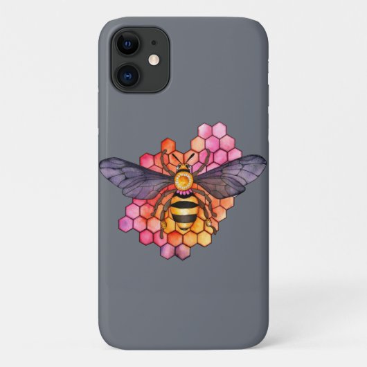 ハチミツの巣を作るミツバチ Case-Mate iPhoneケース (裏面)