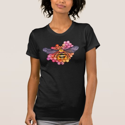ハチミツの巣を作るミツバチ Tシャツ (正面)