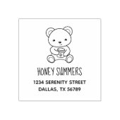 ハチミツの瓶のアドレスを持っているかわいいテディベア ラバースタンプ (インプリント)