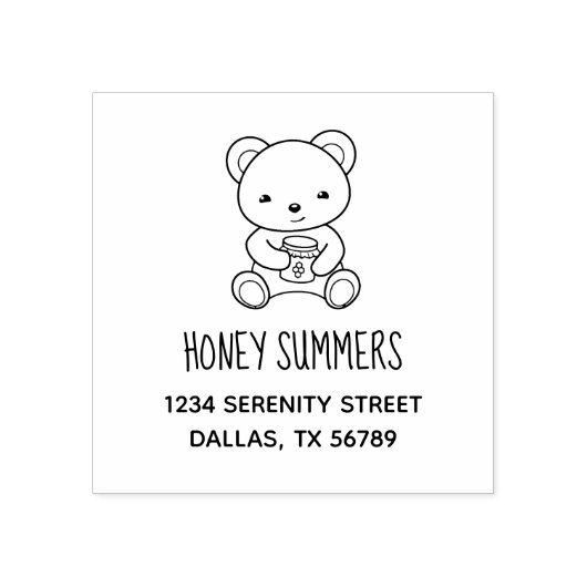 ハチミツの瓶のアドレスを持っているかわいいテディベア ラバースタンプ (インプリント)
