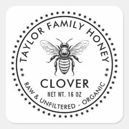 ハチミツの色カスタム付きクローバー蜂蜜ラベル スクエアシール