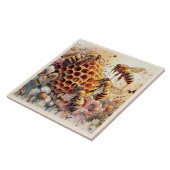 ハチミツの花がハチの巣に |セラミックタイル タイル (側面)