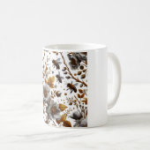 ハチミツの花模様と葉ハチミツのパターンはドードルアート コーヒーマグカップ (正面右)