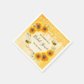 ハチミツの蜂 ゴールドグリッターひまわり ブライダルシャワー スタンダードカクテルナプキン (角)