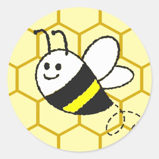 ハチミツの蜂+巣箱のイラスト ラウンドシール (正面)
