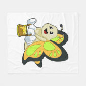 ハチミツの蝶 フリースブランケット (正面(横))