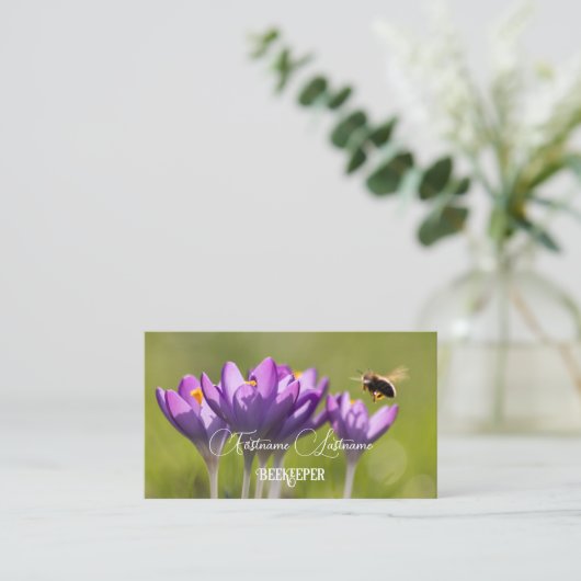 ハチミツの養蜂家飛んでいる蜂 名刺 (スタンド正面)