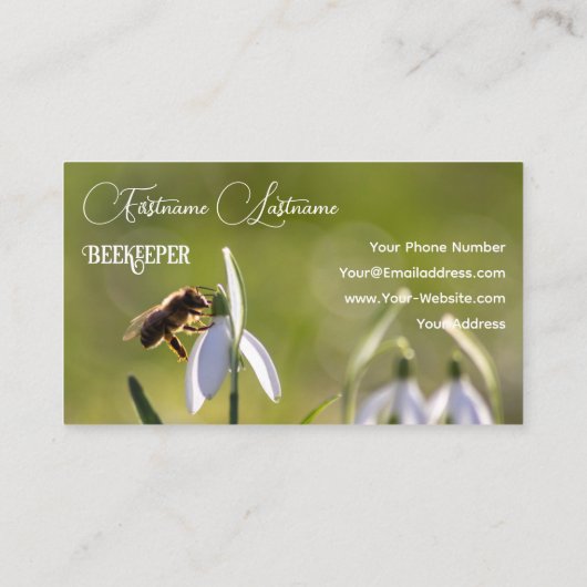 ハチミツの養蜂家飛んでいる蜂 名刺 (裏面)